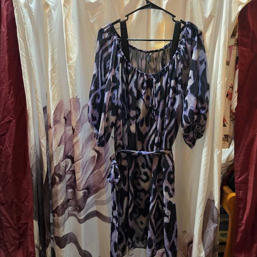 Lane Bryant Elegant Purple and Black Patterned Dress